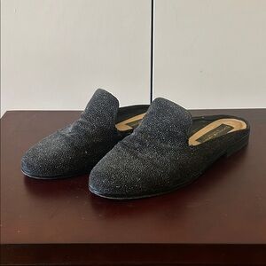 Donna Karan Black Textured Loafers